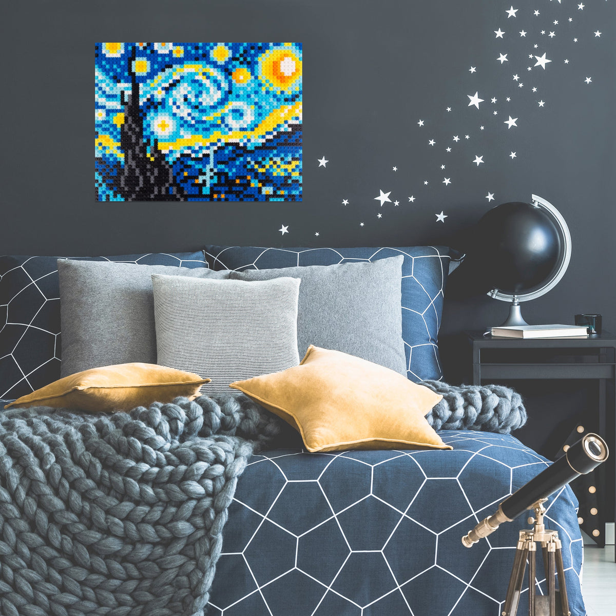 PIX BRIX Starry Night Pixel Art Puzzle Kit – 2,408 Pieces
